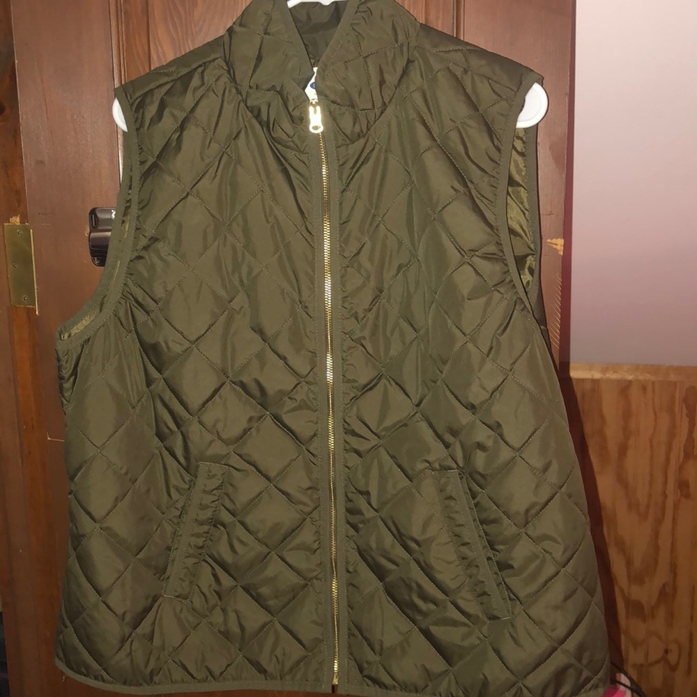 Olive green puffer vest